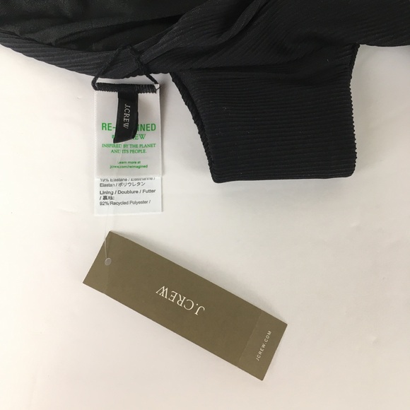 J. Crew Ribbed High-Rise Cheeky Bikini Bottoms in Black - Picture 5 of 9